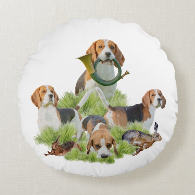 Beagle     round pillow (Front)