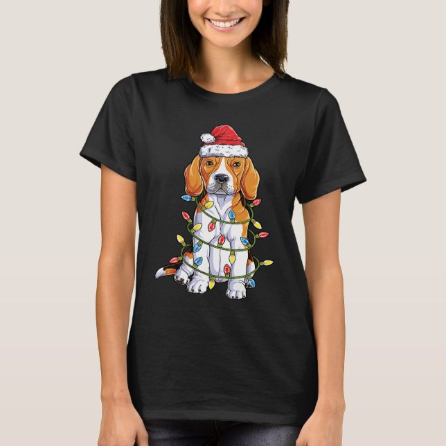 Beagle Santa Christmas Tree Lights Xmas  Boys Kids T-Shirt (Front)