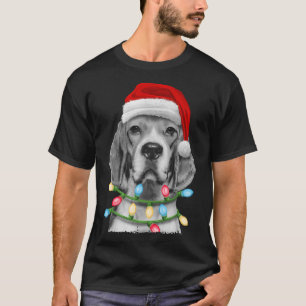 Beagle Santa Christmas Tree Lights Xmas Dogmas T-Shirt
