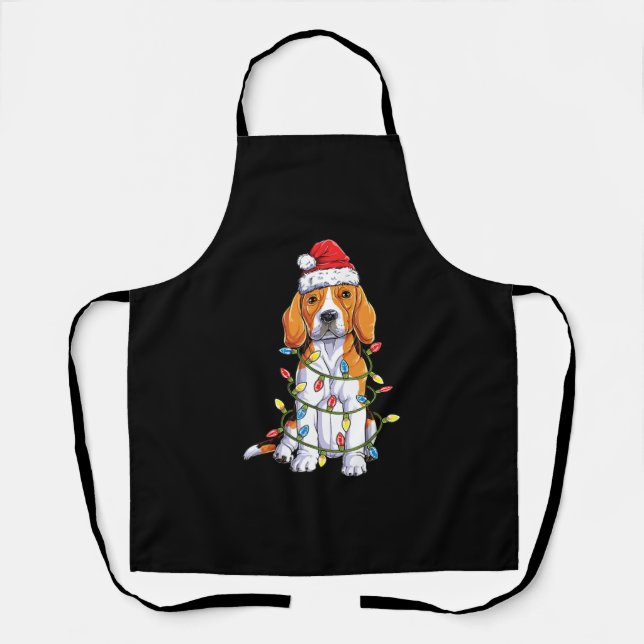 Beagle Santa Christmas Tree Lights Xmas Gifts Boys Apron (Front)
