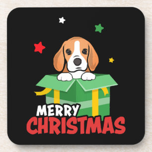 Beagle Santa Dog Lovers Merry Christmas Xmas Coaster