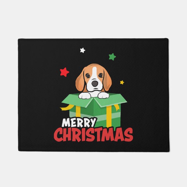 Beagle Santa Dog Lovers Merry Christmas Xmas  Doormat (Front)