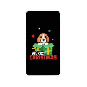 Beagle Santa Dog Lovers Merry Christmas Xmas Label