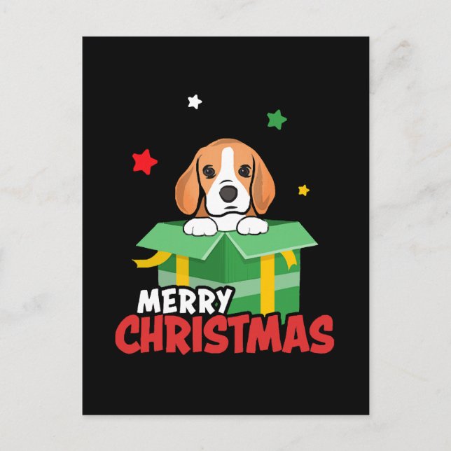 Beagle Santa Dog Lovers Merry Christmas Xmas  Postcard (Front)