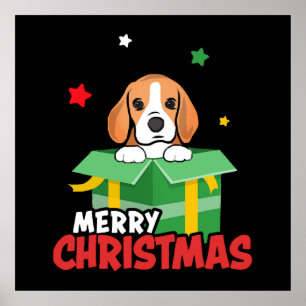 Beagle Santa Dog Lovers Merry Christmas Xmas Poster