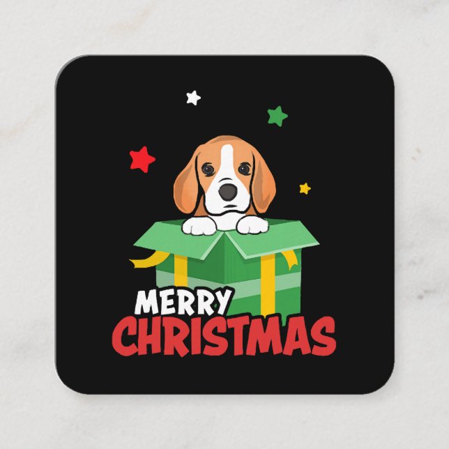 Beagle Santa Dog Lovers Merry Christmas Xmas  Square Business Card (Front)