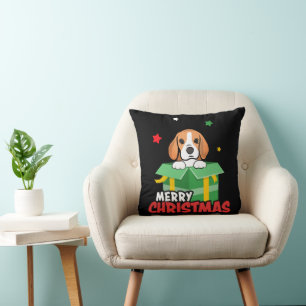 Beagle Santa Dog Lovers Merry Christmas Xmas Throw Pillow