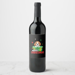Beagle Santa Dog Lovers Merry Christmas Xmas  Wine Label