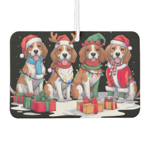 Beagle Santa hat antlers elf Christmas lights Air Freshener
