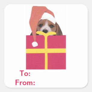 Beagle Santa Hat étiquettes cadeaux Sticker