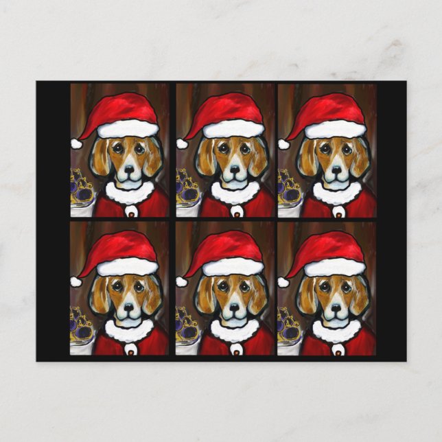 BEAGLE SANTA HOLIDAY POSTCARD (Front)