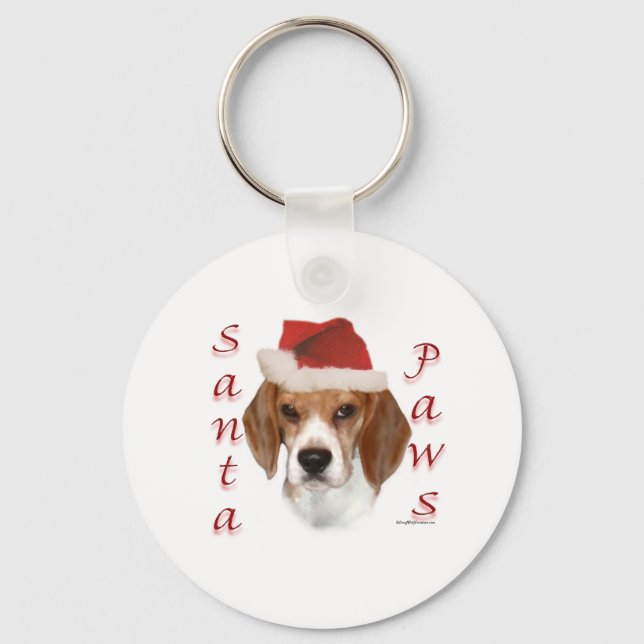 Beagle Santa Paws Keychain (Front)