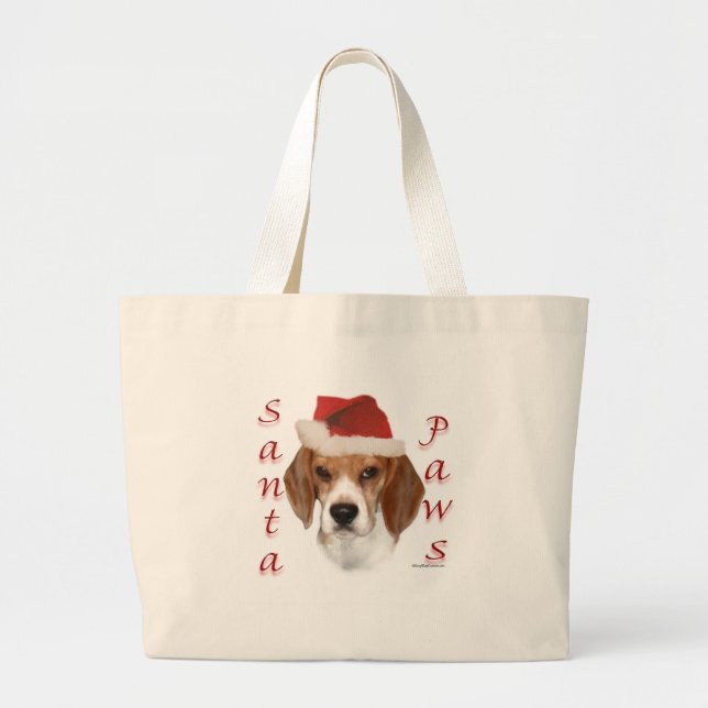 Beagle Santa Paws Large Tote Bag (Front)