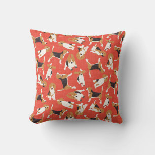beagle scatter coral red throw pillow