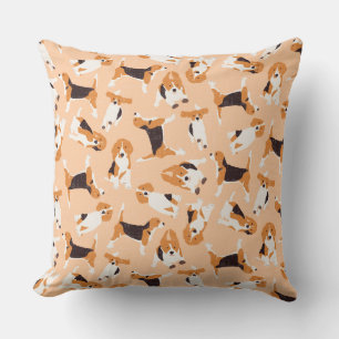 beagle scatter peach throw pillow