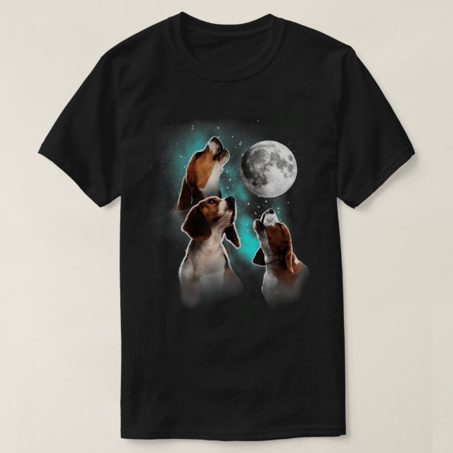 Beagle Shirt, Beagle Howling At The Moon, Beagle L T-Shirt (Design Front)