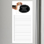 Beagle Shopping List  Magnetic Notepad<br><div class="desc">Adorable things to fetch Beagle dog with a black chalkboard frame personalized with your name.</div>