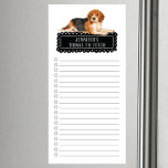 Beagle Shopping List  Magnetic Notepad<br><div class="desc">Adorable things to fetch Beagle dog with a black chalkboard frame personalized with your name.</div>