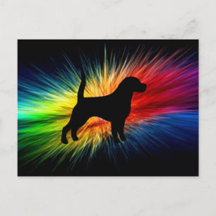 beagle silhouette on rainbow burst.png postcard