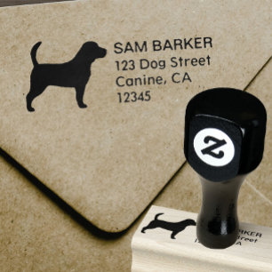 Beagle Silhouette Return Address Rubber Stamp