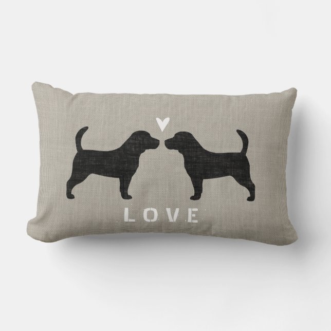 Beagle Silhouettes Love Lumbar Pillow (Front)