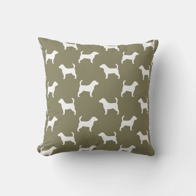 Beagle Silhouettes Pattern Throw Pillow (Front)