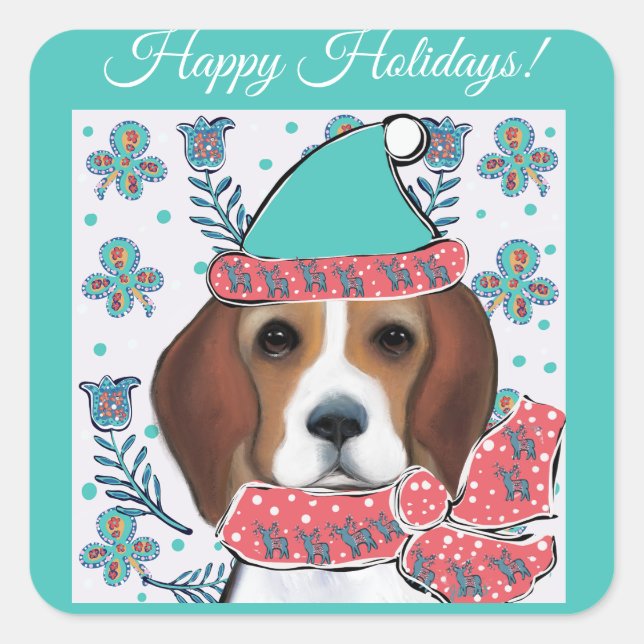Beagle Square Sticker (Front)