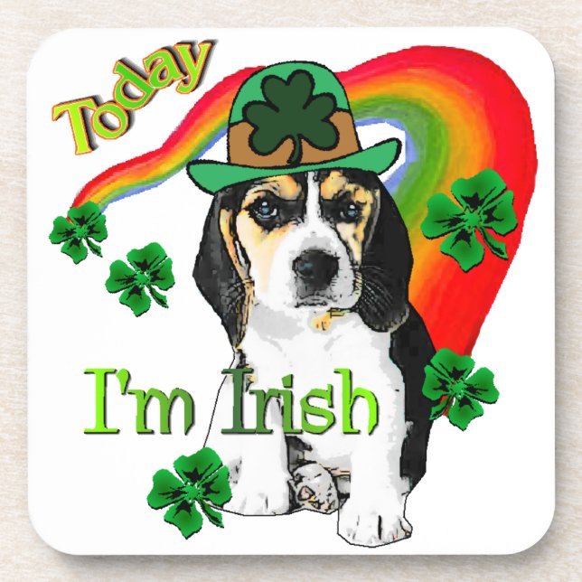 Beagle St Patrick's Day Coaster (Front)