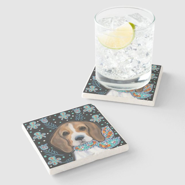 Beagle     stone coaster (Side)