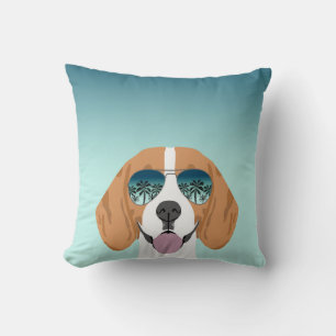 Beagle sunglasses summer dog pillow