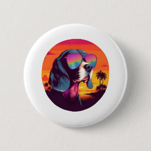 Beagle Sunset Background Shirt, Beagle Mom, Beagle 2 Inch Round Button