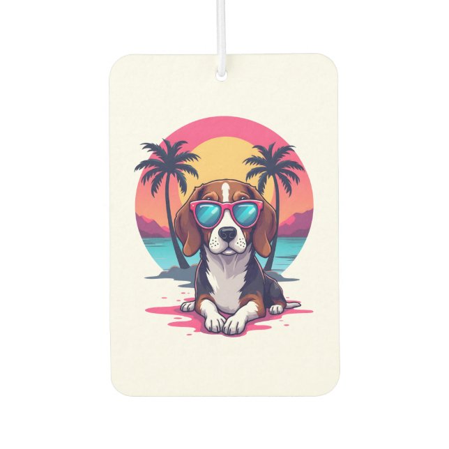Beagle Sunset Background Shirt, Beagle Mom, Beagle Air Freshener (Front)