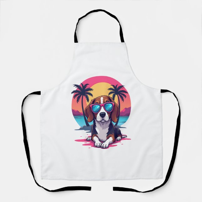 Beagle Sunset Background Shirt, Beagle Mom, Beagle Apron (Front)