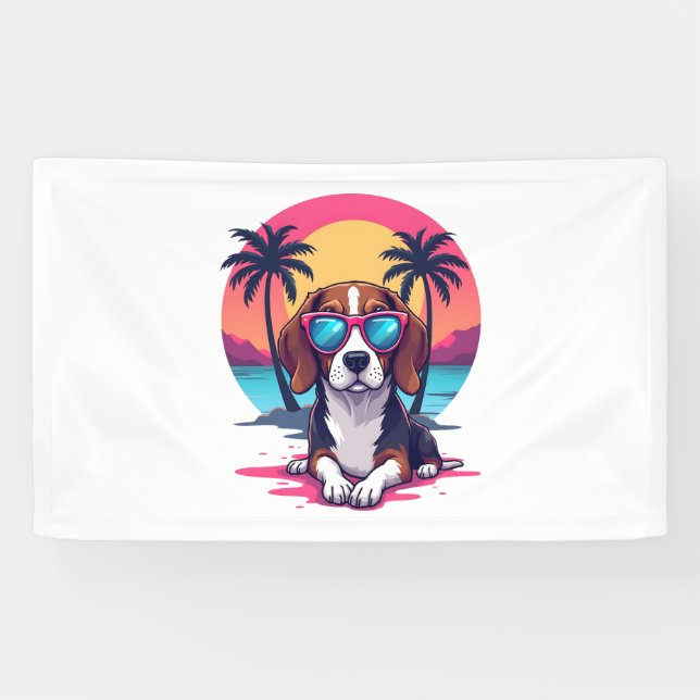 Beagle Sunset Background Shirt, Beagle Mom, Beagle Banner (Horizontal)