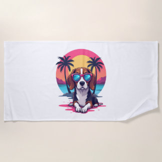 Beagle Sunset Background Shirt, Beagle Mom, Beagle Beach Towel