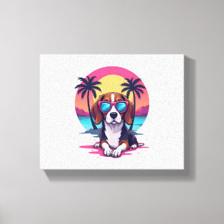 Beagle Sunset Background Shirt, Beagle Mom, Beagle Canvas Print