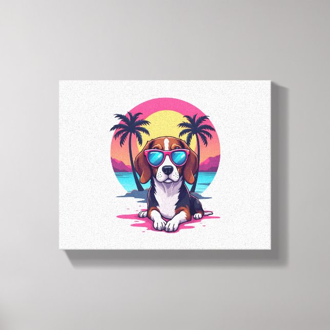 Beagle Sunset Background Shirt, Beagle Mom, Beagle Canvas Print (Front)