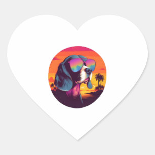Beagle Sunset Background Shirt, Beagle Mom, Beagle Heart Sticker