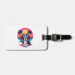 Beagle Sunset Background Shirt, Beagle Mom, Beagle Luggage Tag