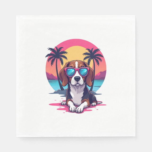 Beagle Sunset Background Shirt, Beagle Mom, Beagle Napkin (Front)