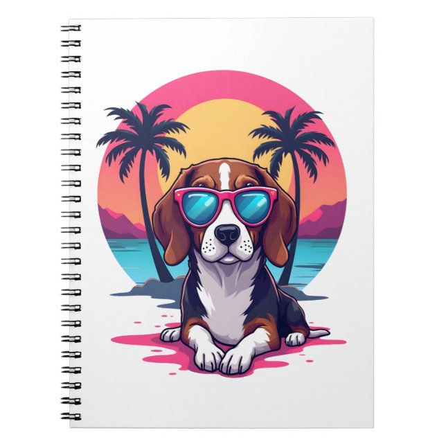 Beagle Sunset Background Shirt, Beagle Mom, Beagle Notebook (Front)