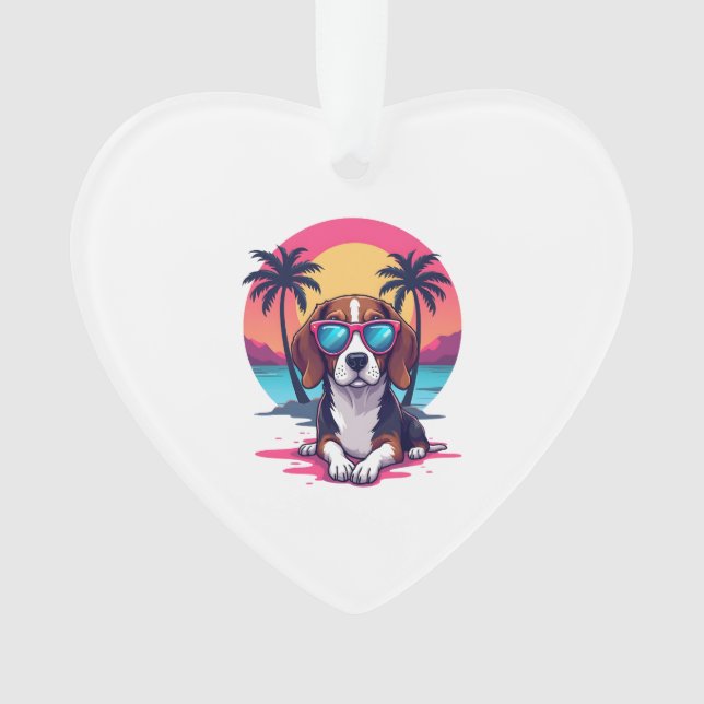 Beagle Sunset Background Shirt, Beagle Mom, Beagle Ornament (Front)