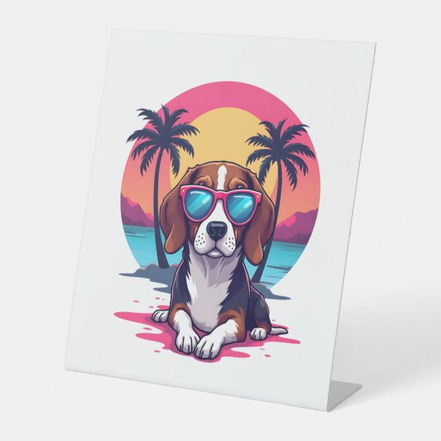 Beagle Sunset Background Shirt, Beagle Mom, Beagle Pedestal Sign (Front)