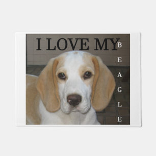 Beagle  tan and white love pic doormat