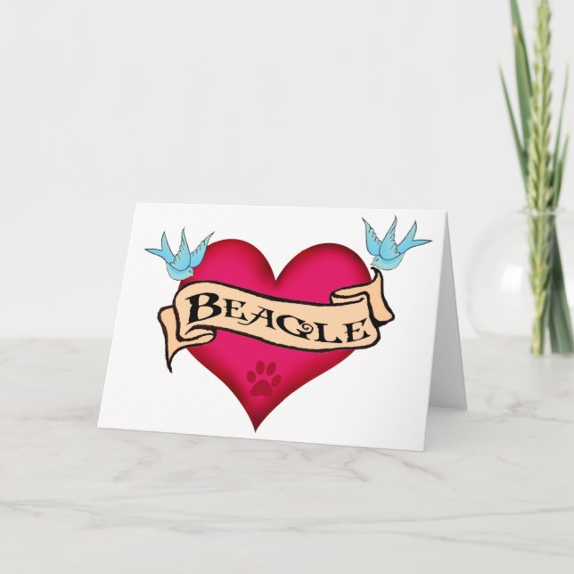Beagle Tattoo Heart Card (Front)