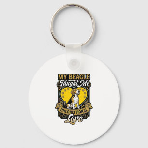 Beagle Taught Me Unconditional Love Dog Heart Paws Keychain