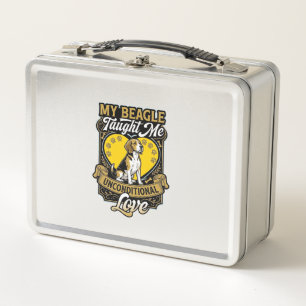 Beagle Taught Me Unconditional Love Dog Heart Paws Metal Lunch Box