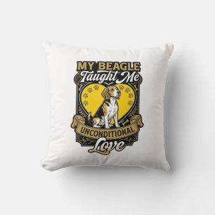 Beagle Taught Me Unconditional Love Dog Heart Paws Throw Pillow