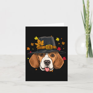 Beagle Thanksgiving Pilgrim Turkey Day Autumn Fall Card