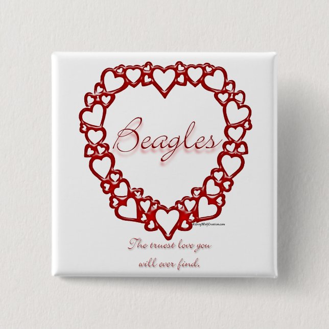 Beagle True Love 2 Inch Square Button (Front)